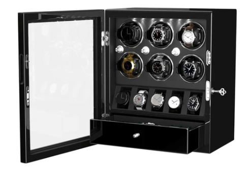 Stylish Watch Winder Case: Secure Storage for 6 Timepieces