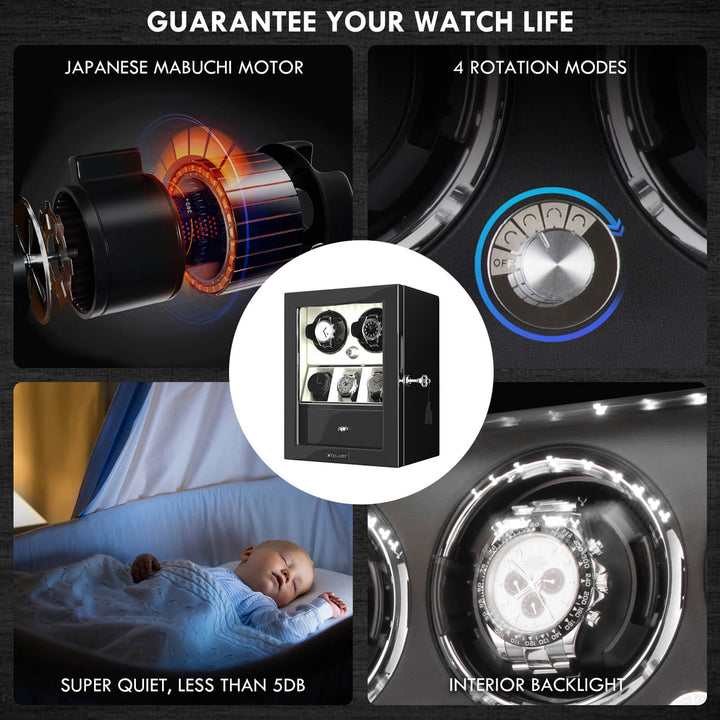 Remontoir compact pour 2 montres avec 3 moteurs Mabuchi silencieux pour rangement supplémentaire