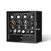 Remontoirs de montres compacts pour 8 montres avec vitrine d'organisation de 6 montres - Noir