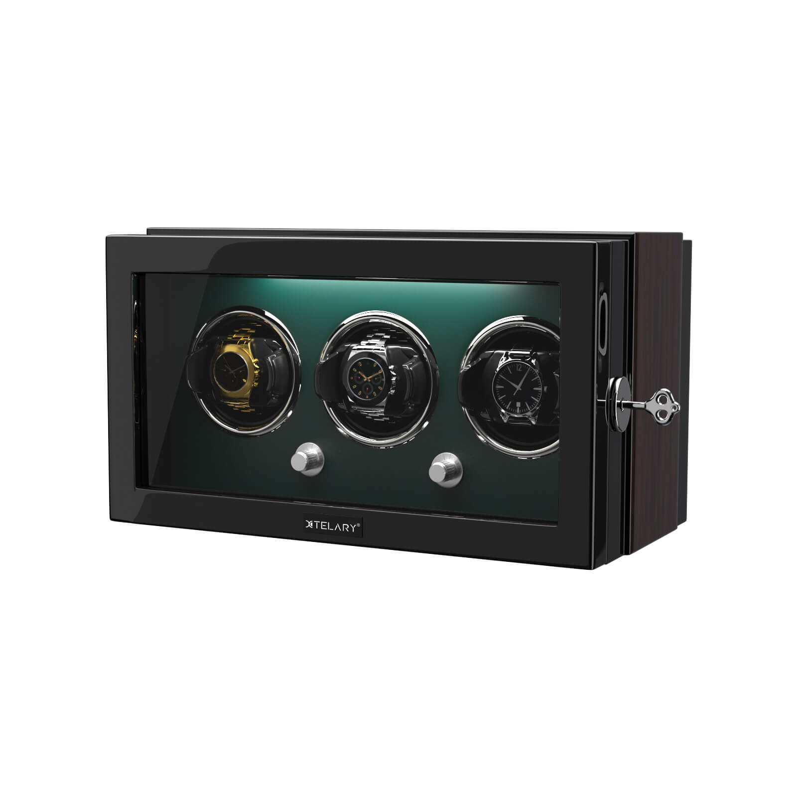 3 Watch Winder for Automatic Watches Quiet Mabuchi Motor with Lock - Green