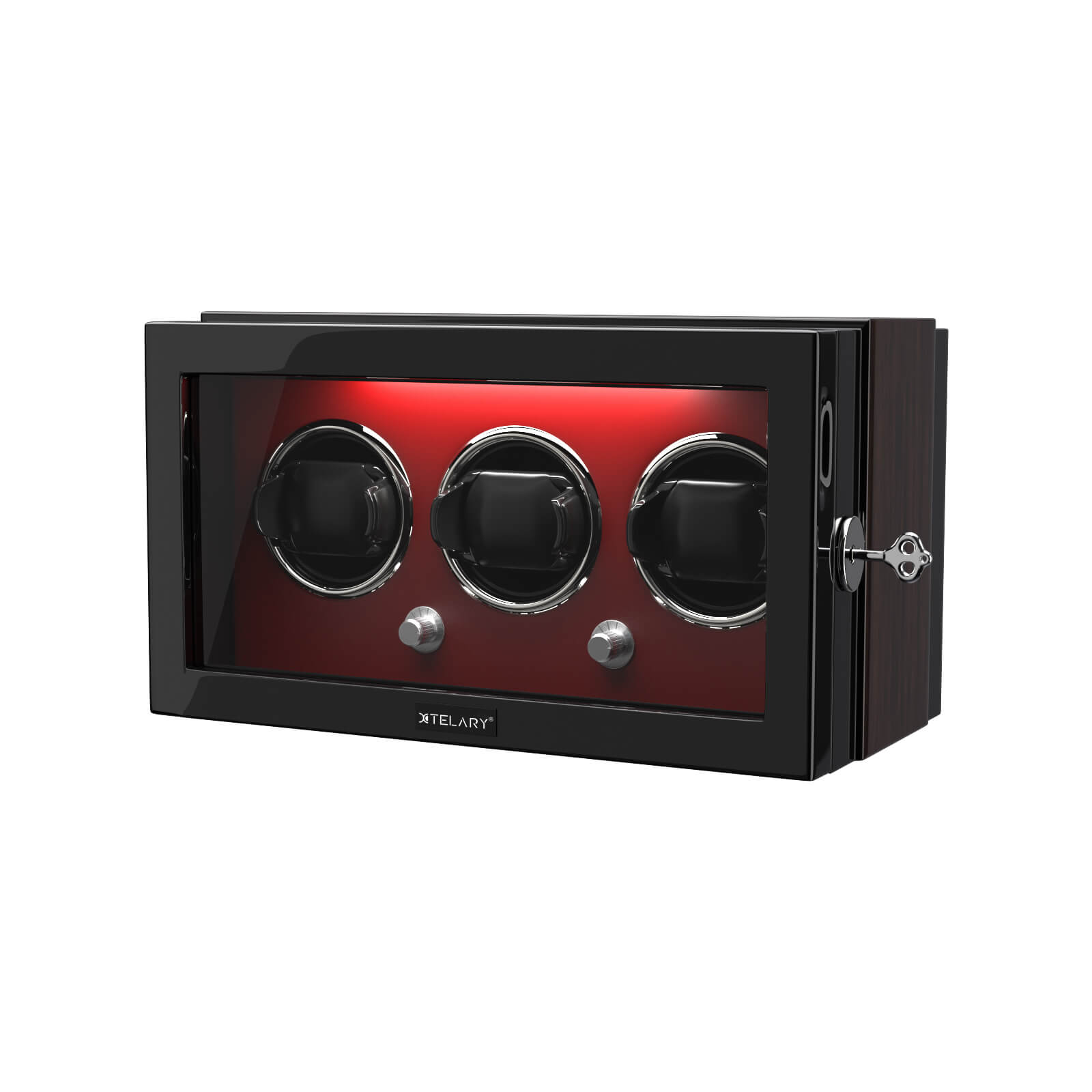 3 Watch Winder for Automatic Watches Quiet Mabuchi Motor with Lock - Red