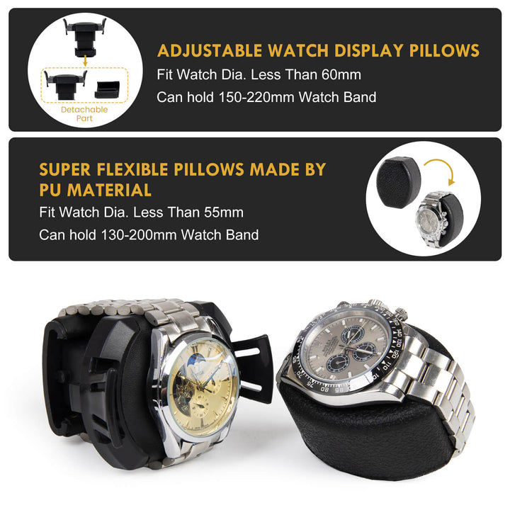 Remontoir compact pour 2 montres avec 3 moteurs Mabuchi silencieux pour rangement supplémentaire