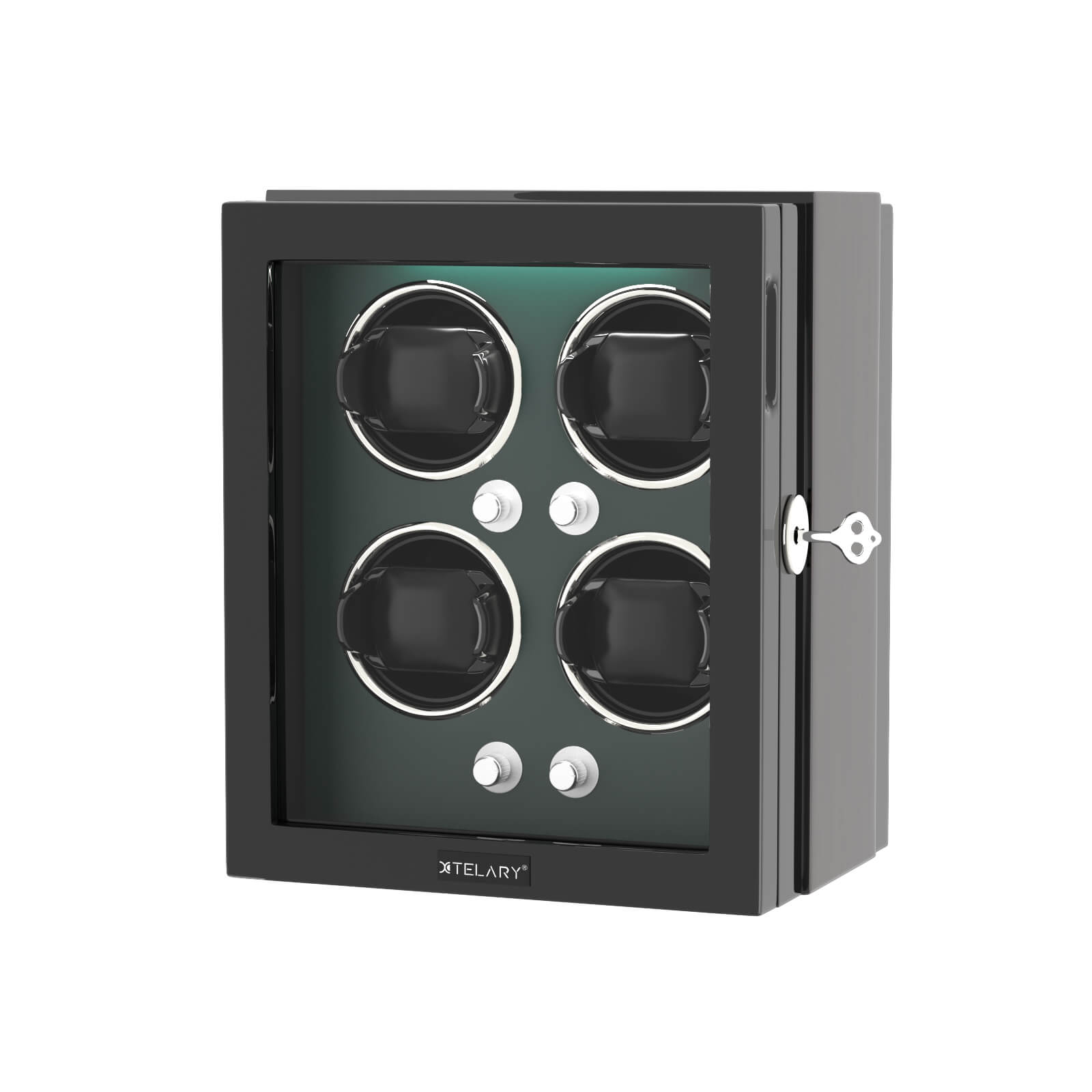 4 Watch Winder for Automatic Watches Quiet Mabuchi Motors with Lock - Green