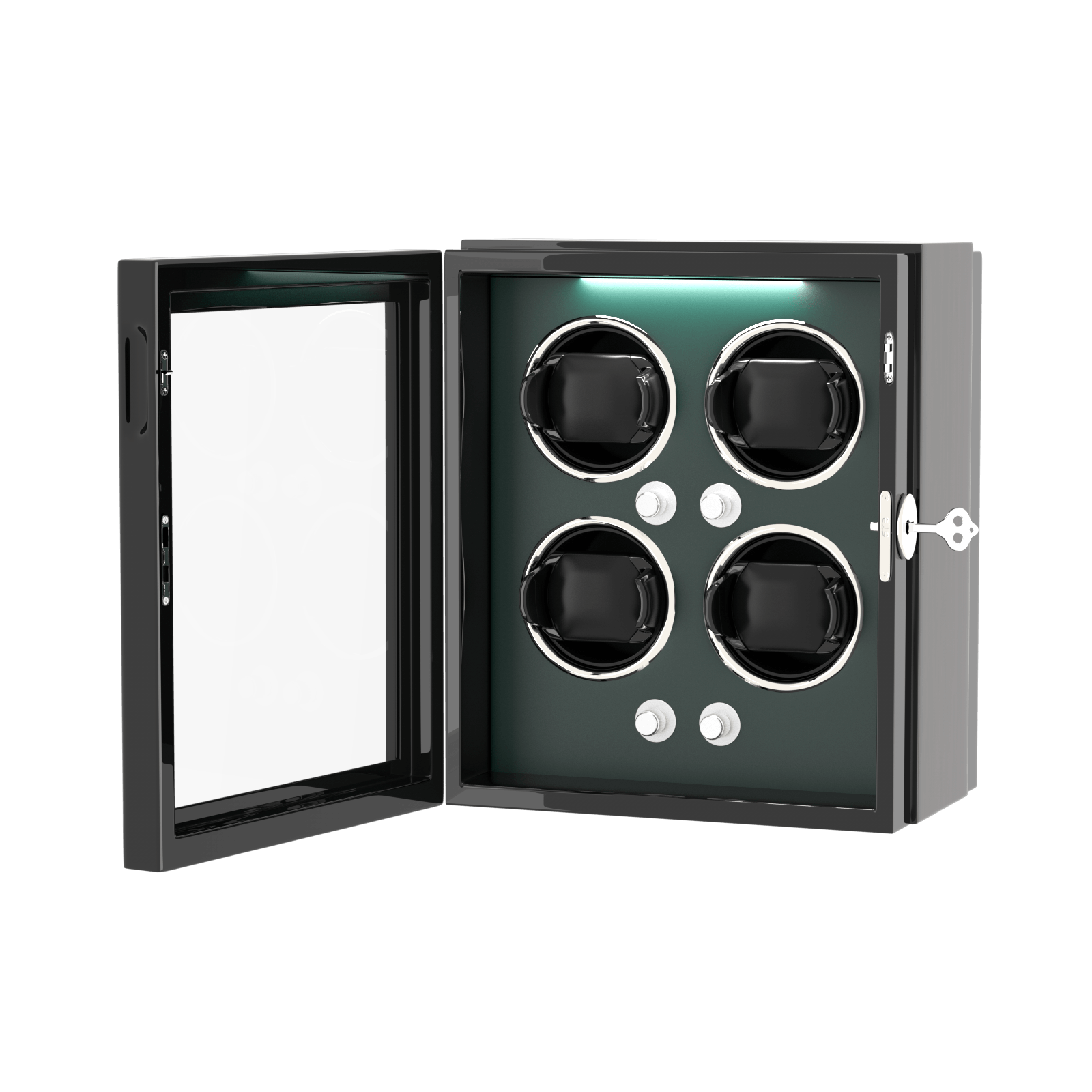 4 Watch Winder for Automatic Watches Quiet Mabuchi Motors with Lock - Green