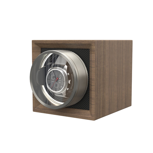 Single Watch Winder with Dual Power Supply and Quiet Mabuchi Motor - Light Wood Grain