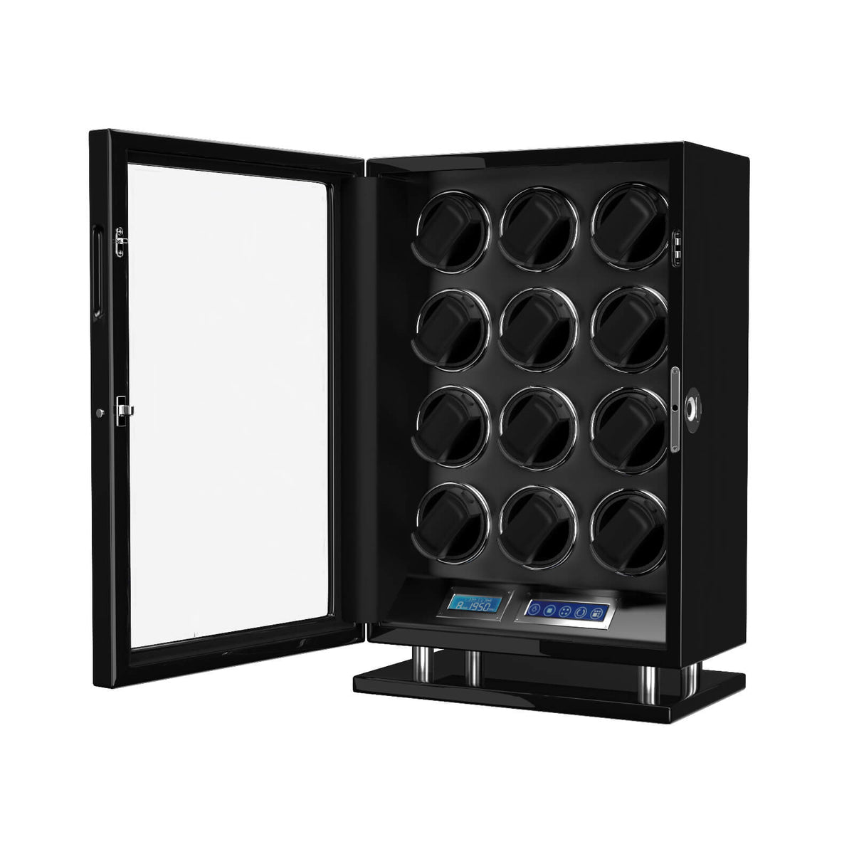 Fingerprint Unlock Watch Winder for 12 Automatic Watches with LCD Touc