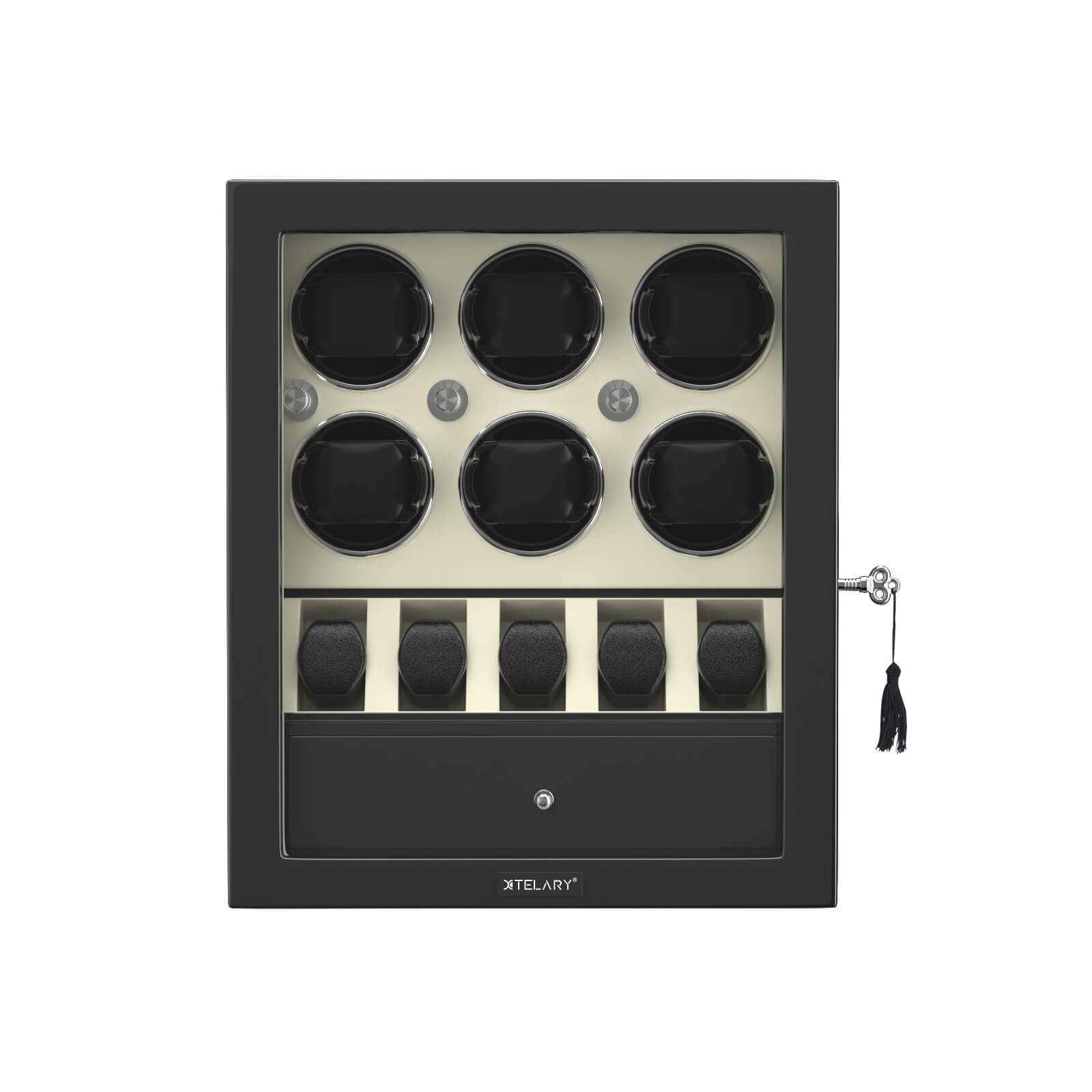 Remontoir compact pour 6 montres avec 5 montres supplémentaires moteur silencieux - blanc cassé