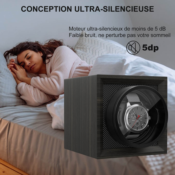 Remontoir pour Montre Unique avec Double Alimentation et Moteur Silencieux Mabuchi - Bois Foncé