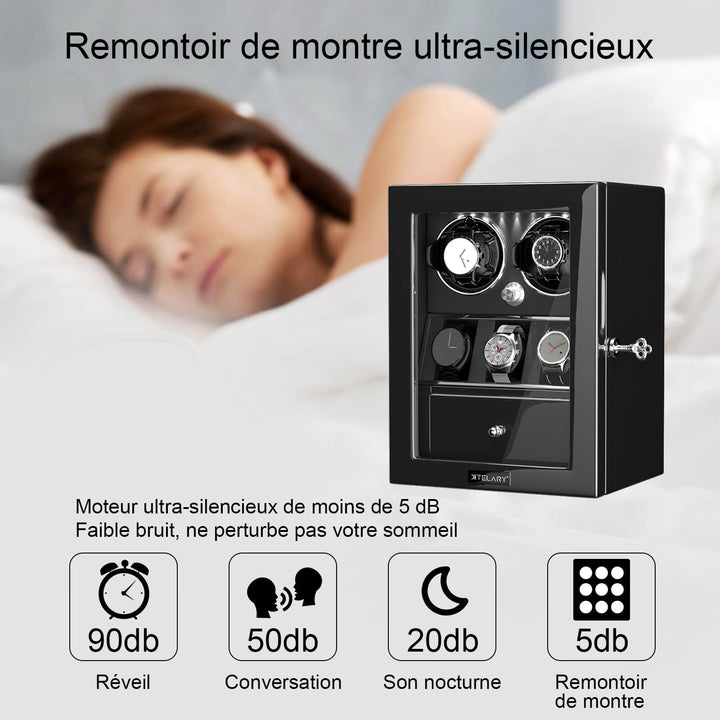Remontoirs compacts pour 2 montres avec rangement pour 3 montres - Noir