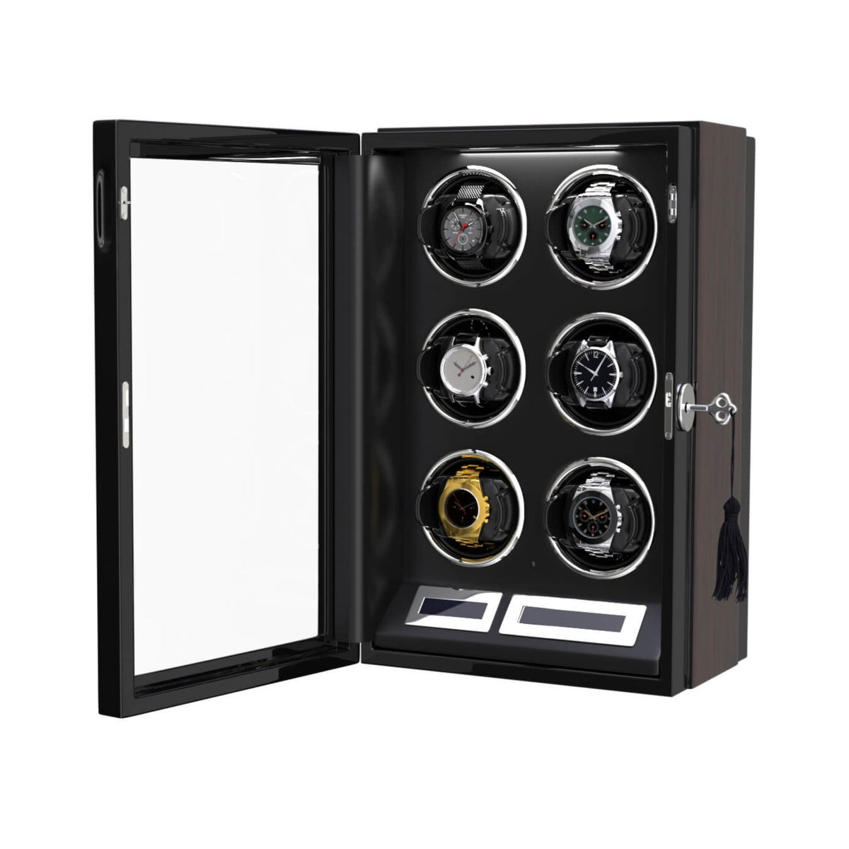 6 Watch Winder with LCD Touchscreen Remote Control Quiet Mabuchi Motor ...