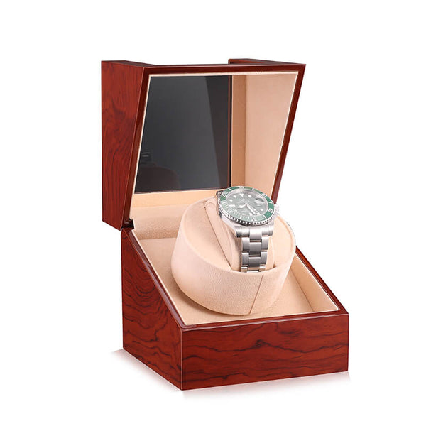 Single Watch Winder for Automatic Watches with Flexible Plush Pillow Super Quiet Motor