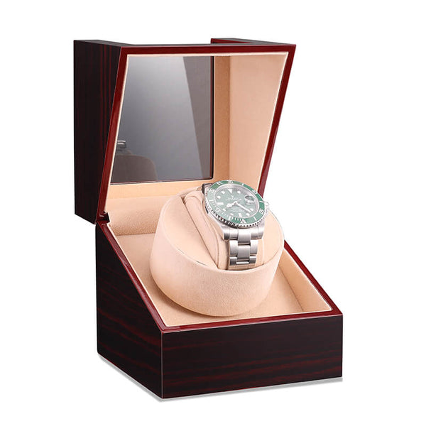 Watch Winder for Single Automatic Watches with Flexible Pillow Quiet Motors Watch Rotator Box-Ebony
